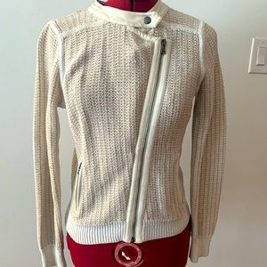 CREAM MOTO SWEATER JACKET BY CLUB MONACO